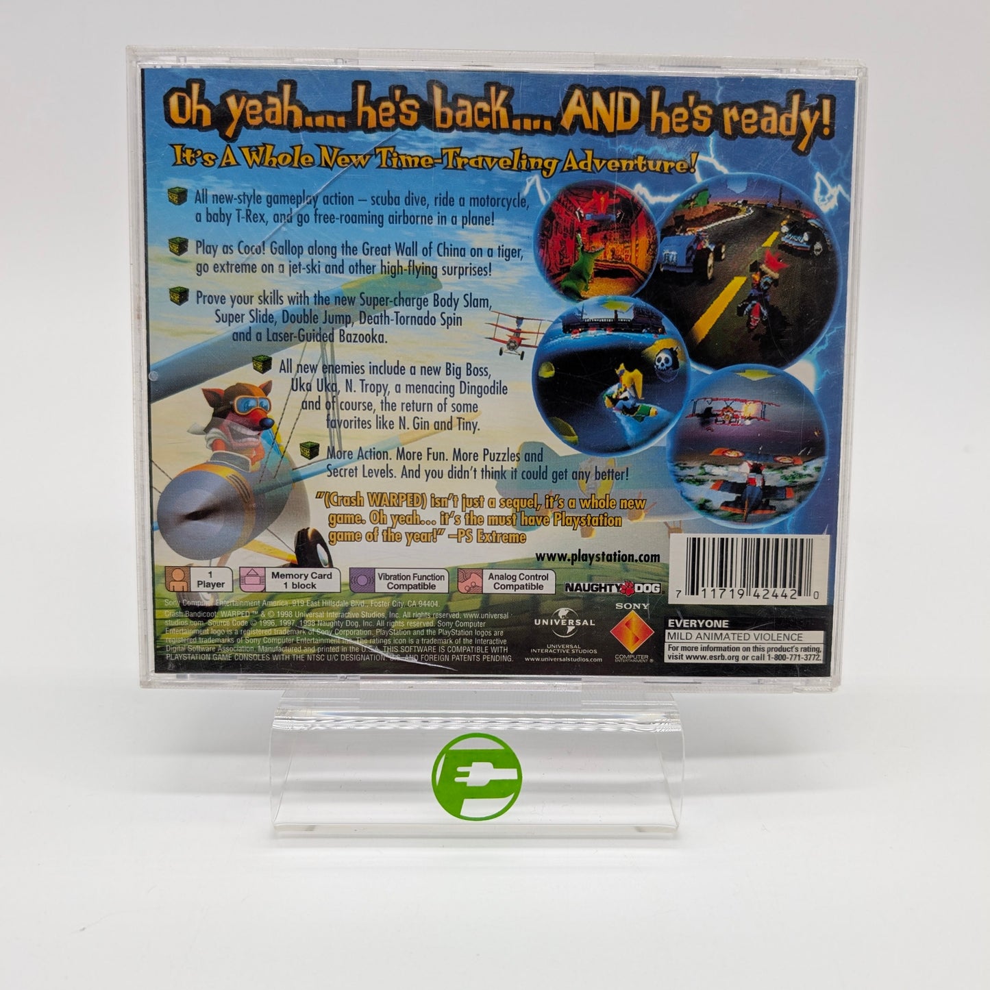 Crash Bandicoot Warped (Sony PlayStation 1 PS1, 1998)