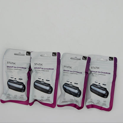 Statik Snap-N-Charge Mini Portable Magnetic Universal Power Bank Micro USB-C Bundle of 4