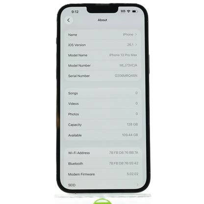 Apple iPhone 13 Pro Max 128GB Unlocked Sierra Blue MLJ73VC/A