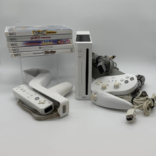 Nintendo Wii Console Gaming System White RVL-001 BUNDLE